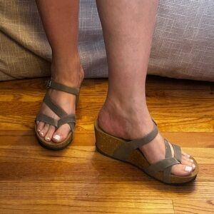 A. Giannetti Leather Wedge Cork Sandals, made in Italy, size 39